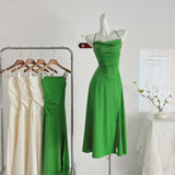 Vibrant Green Evening Dress with Side Slit