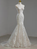 Sweetheart  Appliques Detachable Long Sleeve Trumpet Mermaid Wedding Dress