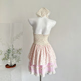 Adorable Pink & White Summer Halter Dress