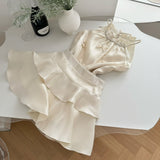 Halter Top Tiered Skirt Ensemble Soft Blue Set