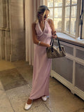 Chic Ruffled Blush Pink Maxi Dress