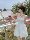 White Pockets  Smocked Strapless Pants