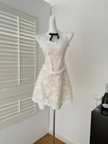 Sweet White Lace Strapless Summer Mini Dress
