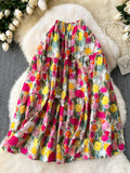 Vivid Blossom Tiered Maxi Skirt