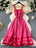 Playful Ruffles Pink Summer Maxi Dress