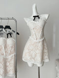 Sweet White Lace Strapless Summer Mini Dress