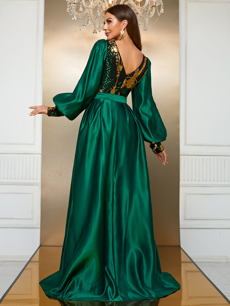 2024 Peacock Poise Embellished Ballroom Green Prom Dress Custom Made 2024 Peacock Poise Embellished Ballroom Green Prom Dress Custom Made
