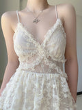 White Lace Hollow Out Backless One-Piece Swimwear