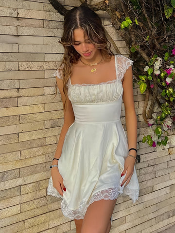 Ethereal Lace Edges Ivory Dress