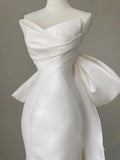 Satin Bow Sweetheart Trumpet Mermaid Wedding Dress