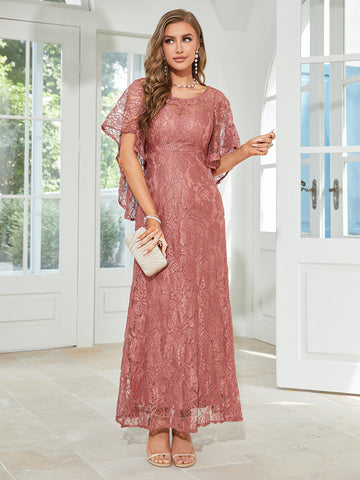 Butterfly Sleeve Lace A-line Bridesmaid Dress
