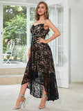 Black High-low Lace Top Bridesmaid Dress