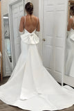 Ivory Satin Mermaid Backless Bowknot Wedding Dresse