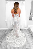 Sweetheart Neckline Lace Train Mermaid Wedding Dress