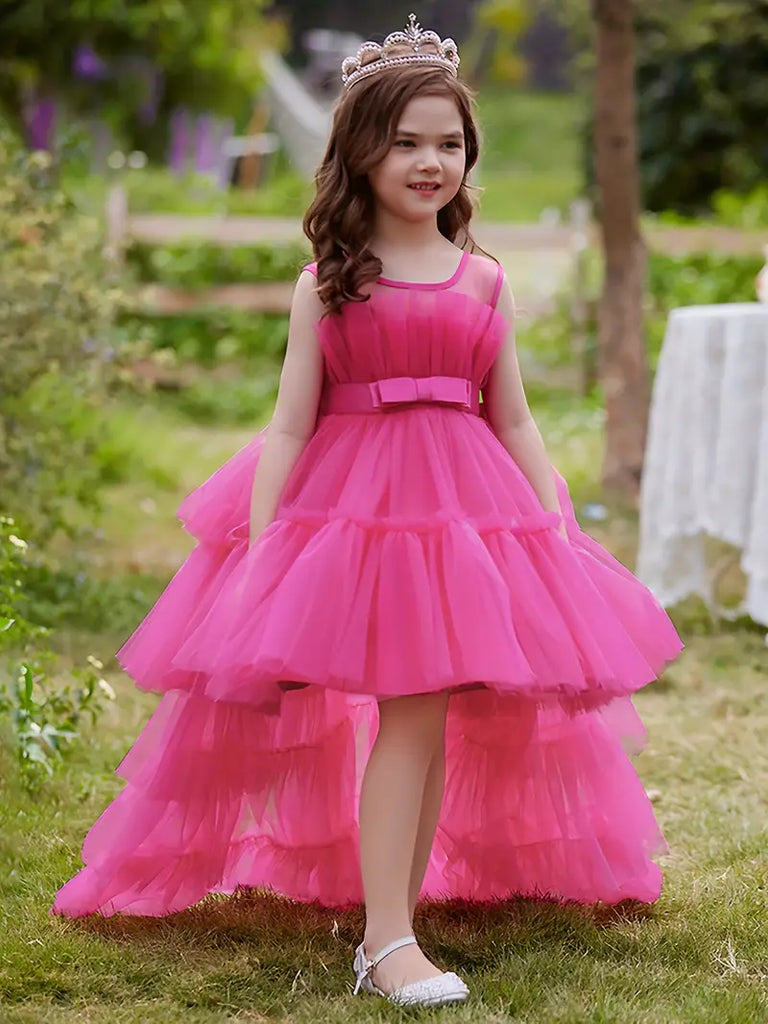 2023 Tutu Gown Long Tail Puffy Princess Dress 7-8Y / Fuchsia 2023 Tutu Gown Long Tail Puffy Princess Dress 7-8Y / Fuchsia