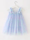 Toddler Girls Shirred Rainbow Princess Puffy Dress