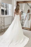 Trumpet Mermaid Backless Detachable Train Bow Wedding Dress