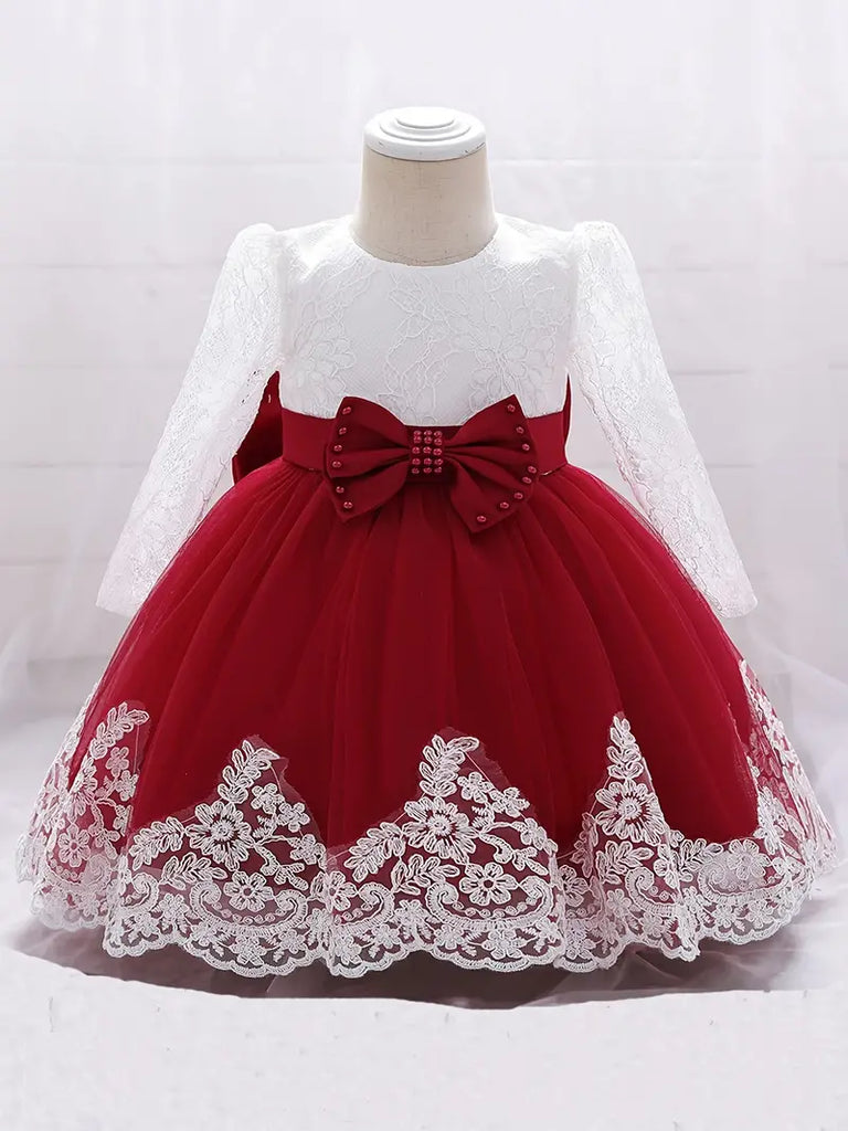 long sleeve lace christening dress Tulle Baby Girl Christening Dress Long Sleeve Tulle Older Girls Christening Dress Flower Girl Dresses Baby