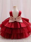 Red Backless Layered Gauze Princess Girl Dress
