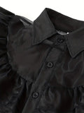 Sophisticated Black Belted Dress with Tulle Layers for Girls