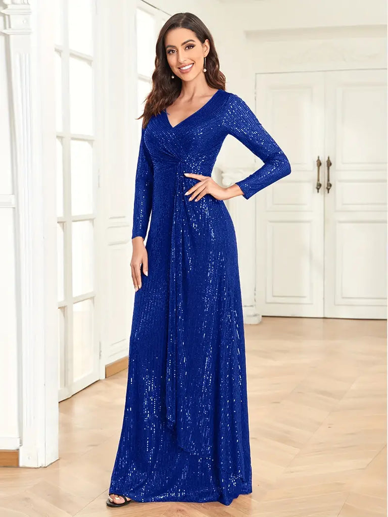 2023 Sapphire Sparkle Wrap-Style Maxi Dress – Sassymyprom