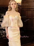 Long Sleeve Off The Shoulder Flowers Tulle Wedding Dress