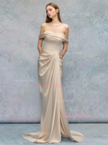 Off The Shoulder Satin Trumpet Mermaid Wedding Dress