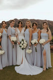 V Neck A Line Long-sleeve Chiffon Wedding Dress With Slit