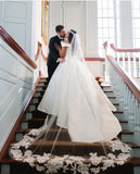 Off The Shoulder Satin A Line Simple Wedding Dress