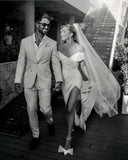 Off The Shoulder Satin Trumpet Mermaid Wedding Dress With Slit