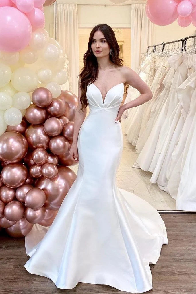 satin sweetheart mermaid wedding dress Lace, Satin Mermaid Silhouette Wedding Dress by Designer Madeline Gardner Style 2121 Features a Sweetheart Neckline with Pearl Beaded Straps