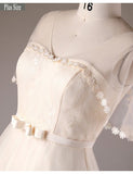 Plus Size Knee Length Short Champagne Appliques Tulle Wedding Dress
