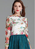 Modest Lace & Tulle Bateau Long Sleeve Green Prom Dress