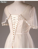 Plus Size Knee Length Short Champagne Appliques Tulle Wedding Dress