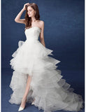 Ruffles High Low Sweetheart Cascading Wedding Dress