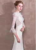 Lace & Spandex Bateau White Mermaid Evening Dress