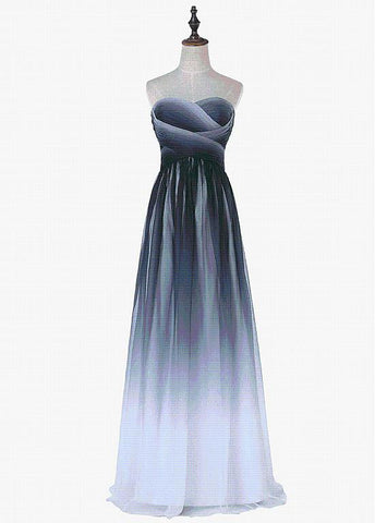 Chiffon Sweetheart Long Pleats Evening Dress