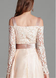 Organza Off-the-shoulder Embroidery Pink Prom Dress