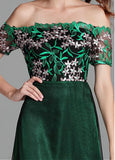 Fashionable Lace Off-the-shoulder Embroidery Prom Formal Dress