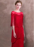 Lace Jewel Beadings Red Sheath/Column Evening Dress