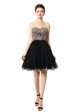 Luxury Tulle Sweetheart Neckline A-line Homecoming Dresses with Lace Appliques