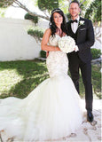 Appliques Tulle Sweetheart Mermaid Wedding Dress With Beading