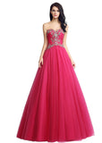 Amazing Tulle Sweetheart Neckline Full-length A-line Prom Dresses With Beadings
