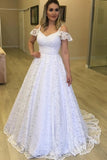 Straps Lace A Line Boho Off The Shoulder Wedding Dress