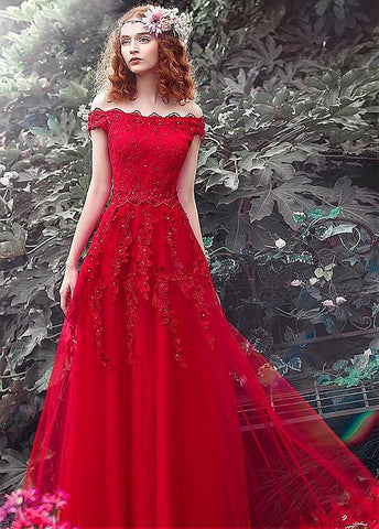 Prom Dresses With Beaded Lace Appliques