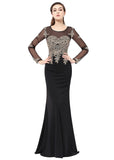 Fabulous Crystal Shuang Ma Jewel Neckline Sheath Evening Dresses With Lace Appliques