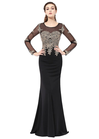 Fabulous Crystal Shuang Ma Jewel Neckline Sheath Evening Dresses With Lace Appliques