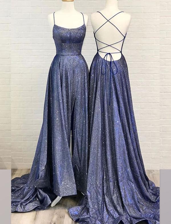 criss cross front prom dress Embroidered Satin Open Criss Cross Back Long Prom Dress