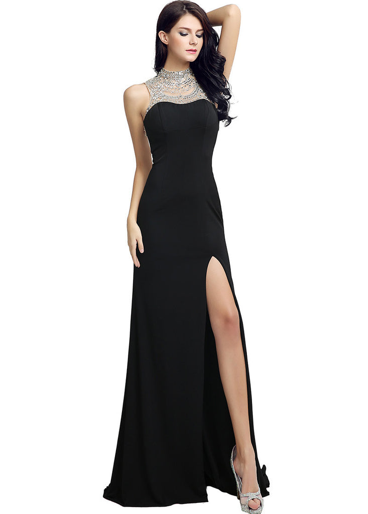 2018 Amazing Lycra Illusion High Collar Cut-out Sheath Evening Dresses With US2 / Red 2018 Amazing Lycra Illusion High Collar Cut-out Sheath Evening Dresses With US2 / Red