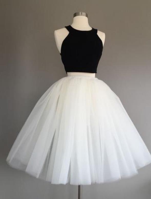 two piece black and white homecoming dress Long Two Piece Black White Prom Dress The Dress Outlet
